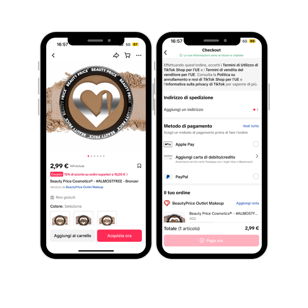 Shop dentro l'app TikTok